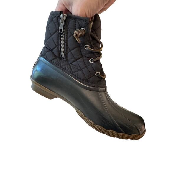 Sperry Saltwater Quilted Duck Boots Women's Size 9M Waterproof Rubber Black/Gray - Picture 8 of 10